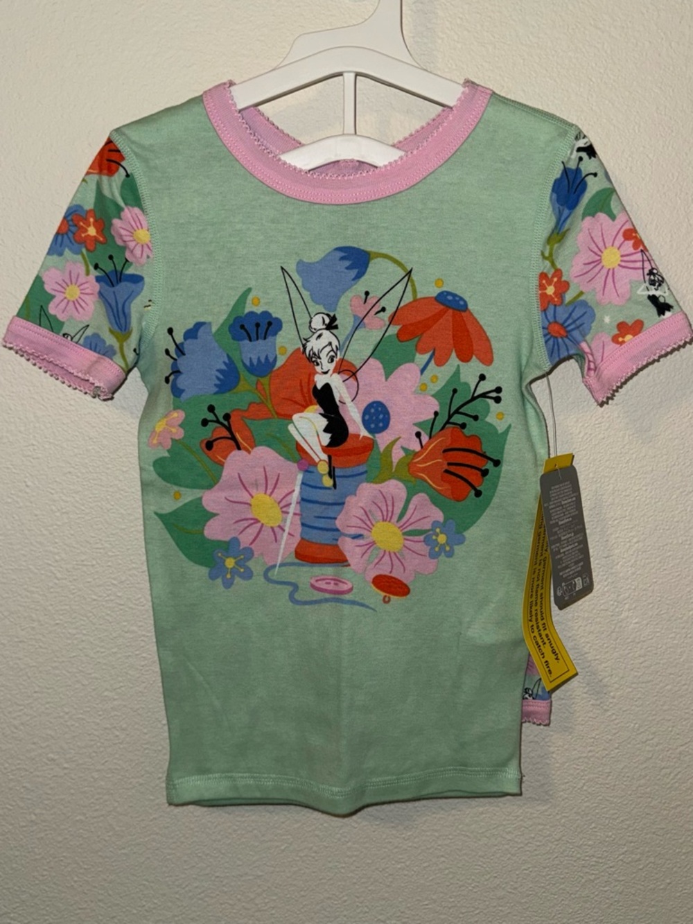 NWT Tinker Bell Green Floral PJ Set for Kids - Disney